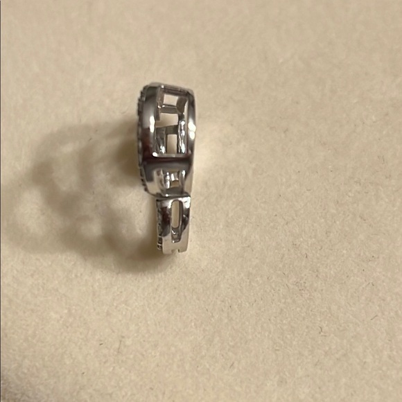 10K White Gold Genuine 1/5 ctw Diamond Double Open Heart-Shaped Pendant - Picture 5 of 6